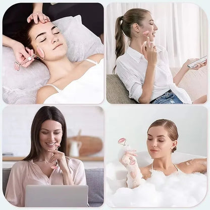 Appareil de massage facial et rouleau en pierre double face pour les soins de la peau