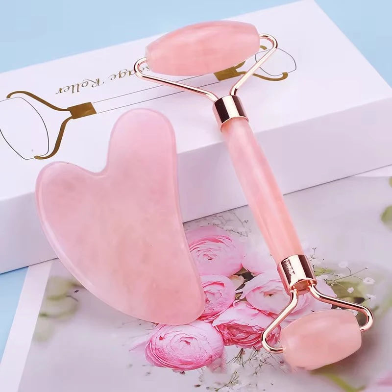 Appareil de massage facial et rouleau en pierre double face pour les soins de la peau